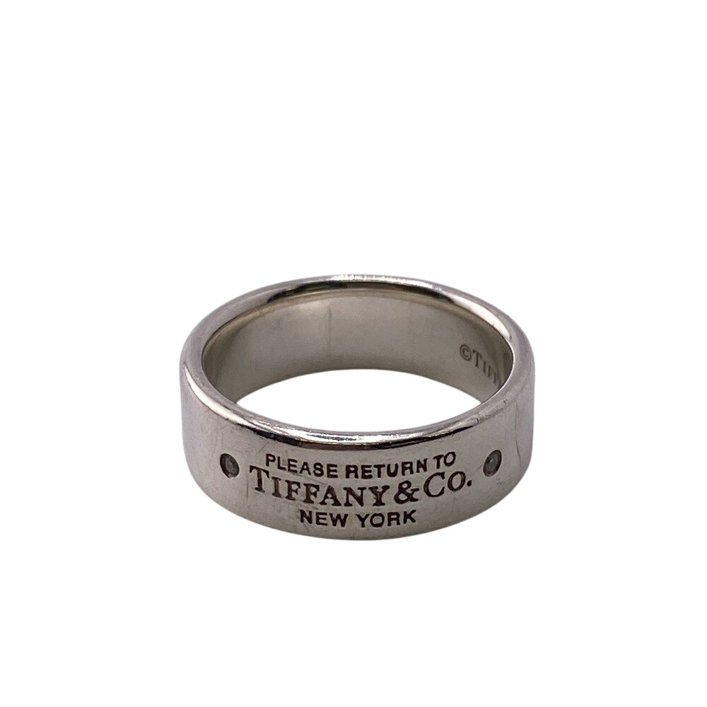 TIFFANY&Co. Ring Silver925, Diamond Silver 2P diamond Narowing Women Used Authentic