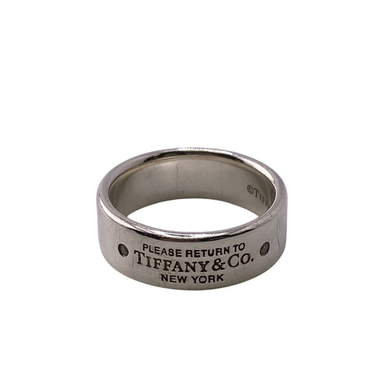 TIFFANY&Co. Ring Silver925, Diamond Silver 2P diamond Narowing Women Used Authentic