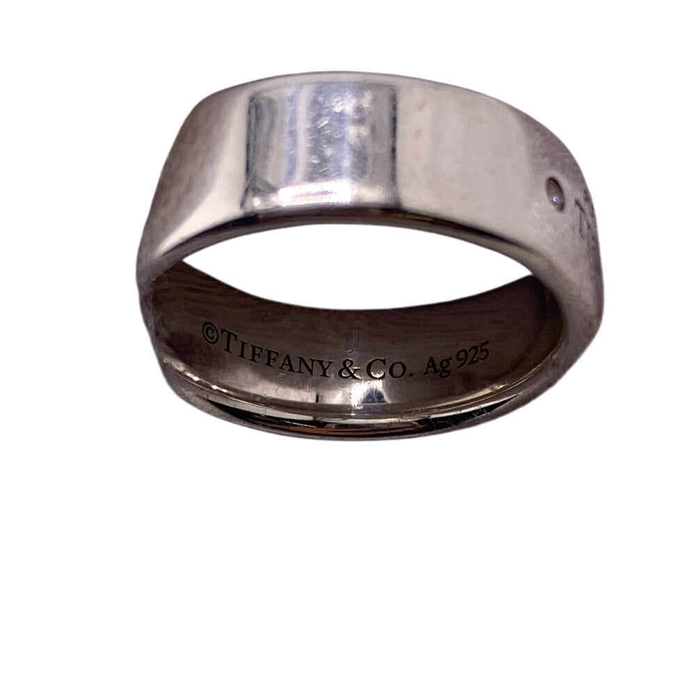 TIFFANY&Co. Ring Silver925, Diamond Silver 2P diamond Narowing Women Used Authentic