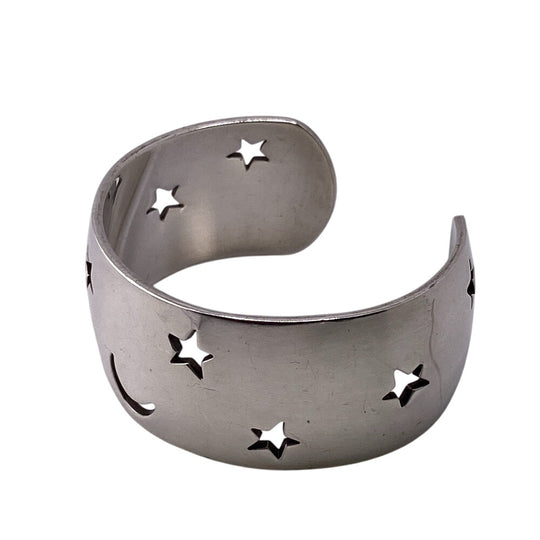 HERMES Bangle Silver925 Silver Moon star Women Used Authentic