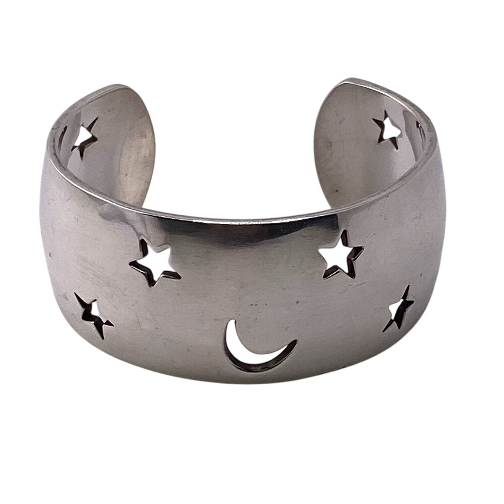 HERMES Bangle Silver925 Silver Moon star Women Used Authentic
