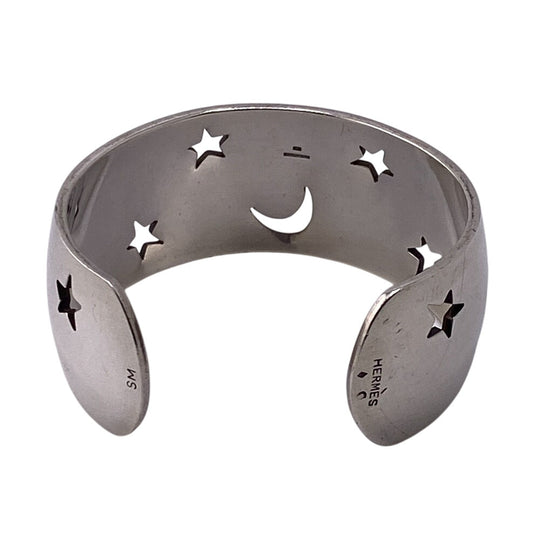 HERMES Bangle Silver925 Silver Moon star Women Used Authentic
