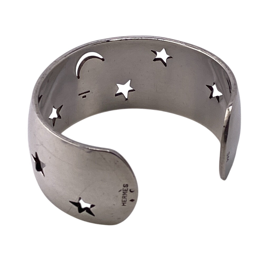 HERMES Bangle Silver925 Silver Moon star Women Used Authentic