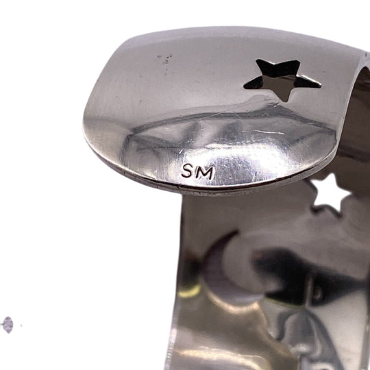 HERMES Bangle Silver925 Silver Moon star Women Used Authentic