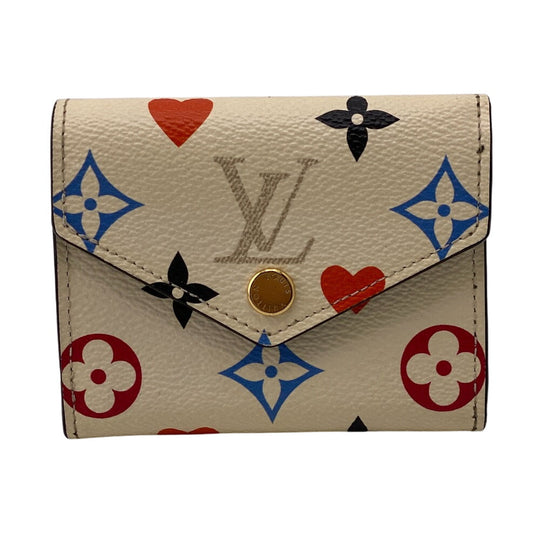 LOUIS VUITTON Tri-fold wallet MI4200 leather Ivory Monogram Game on Portefeuille Zoe Women Used Authentic
