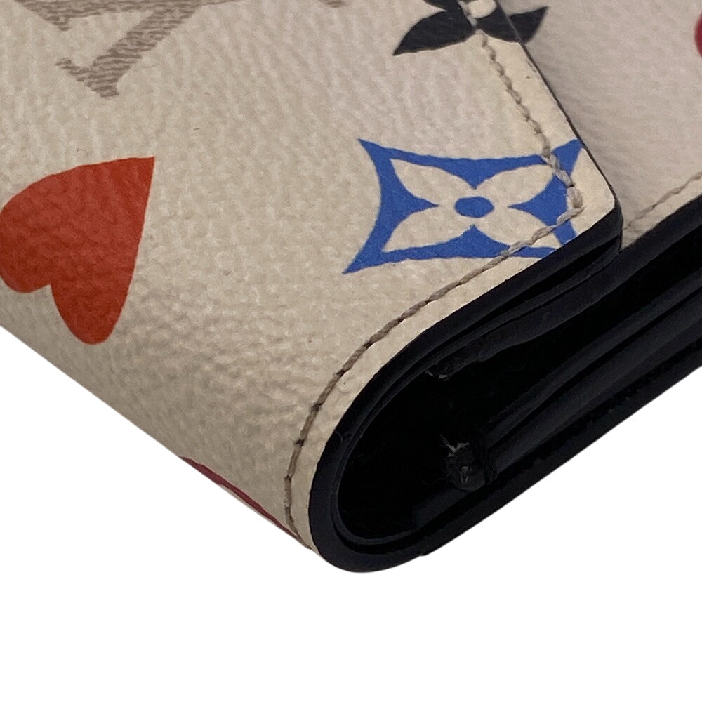 LOUIS VUITTON Tri-fold wallet MI4200 leather Ivory Monogram Game on Portefeuille Zoe Women Used Authentic