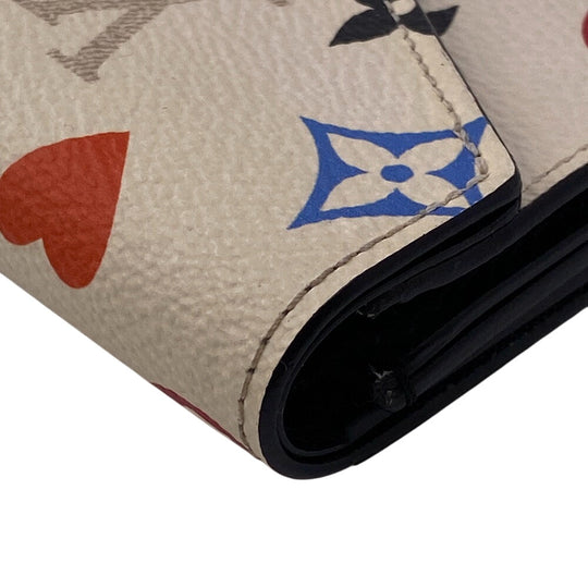 LOUIS VUITTON Tri-fold wallet MI4200 leather Ivory Monogram Game on Portefeuille Zoe Women Used Authentic