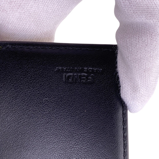 FENDI Tri-fold wallet 7M0280 leather yellow Compact wallet FF logo Women Used Authentic