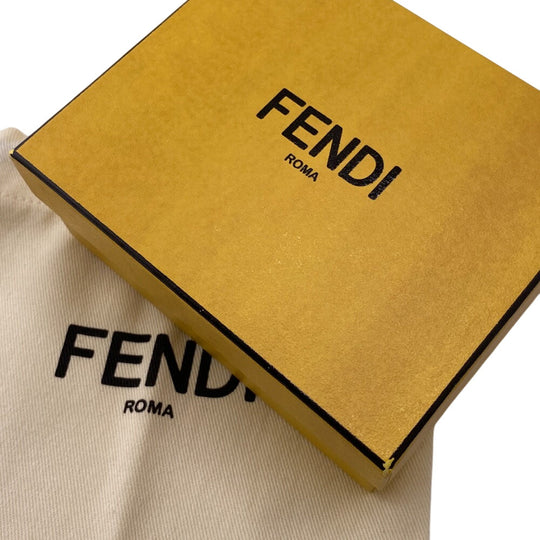 FENDI Tri-fold wallet 7M0280 leather yellow Compact wallet FF logo Women Used Authentic