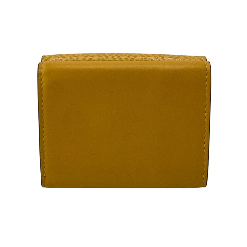 FENDI Tri-fold wallet 7M0280 leather yellow Compact wallet FF logo Women Used Authentic