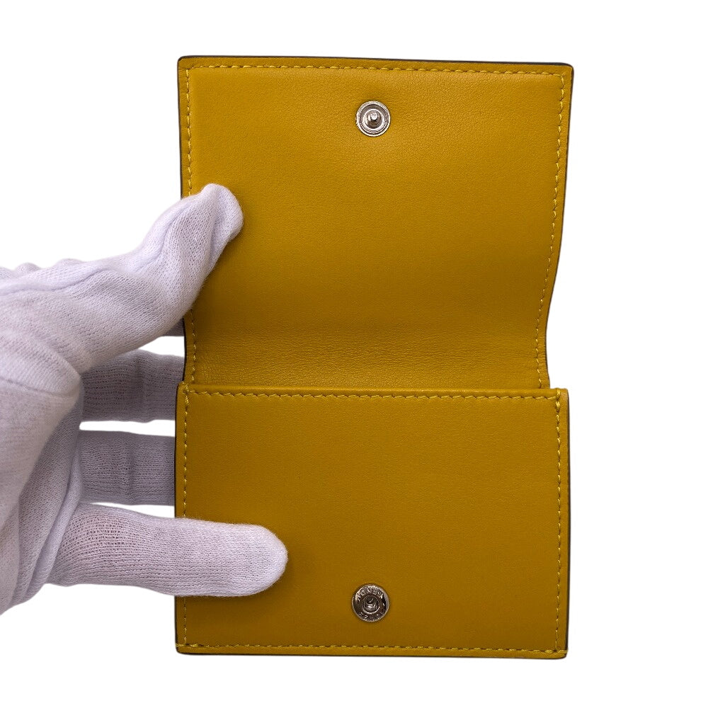 FENDI Tri-fold wallet 7M0280 leather yellow Compact wallet FF logo Women Used Authentic