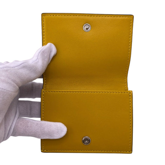 FENDI Tri-fold wallet 7M0280 leather yellow Compact wallet FF logo Women Used Authentic