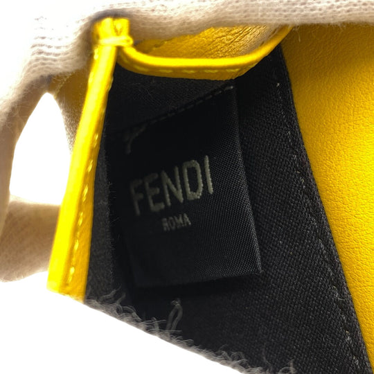 FENDI Tri-fold wallet 7M0280 leather yellow Compact wallet FF logo Women Used Authentic