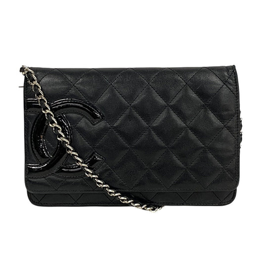 CHANEL Wallet Chain lambskin black Cambon line Women Used Authentic