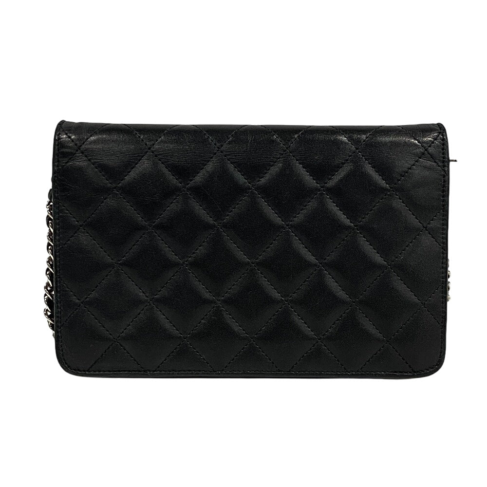 CHANEL Wallet Chain lambskin black Cambon line Women Used Authentic