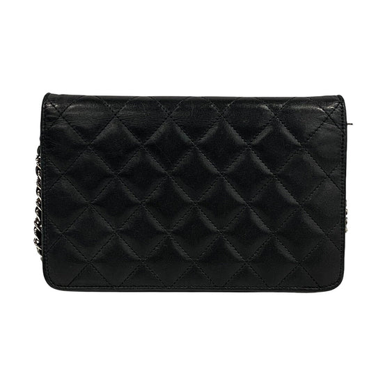 CHANEL Wallet Chain lambskin black Cambon line Women Used Authentic