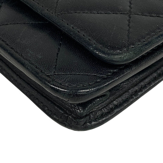 CHANEL Wallet Chain lambskin black Cambon line Women Used Authentic
