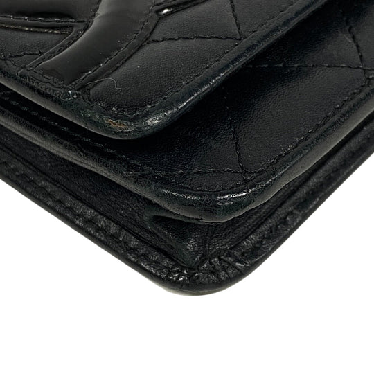 CHANEL Wallet Chain lambskin black Cambon line Women Used Authentic
