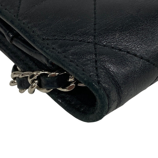 CHANEL Wallet Chain lambskin black Cambon line Women Used Authentic