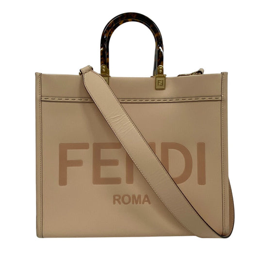 FENDI Handbag 8BH386 leather pink Sunshine Medium Women Used Authentic