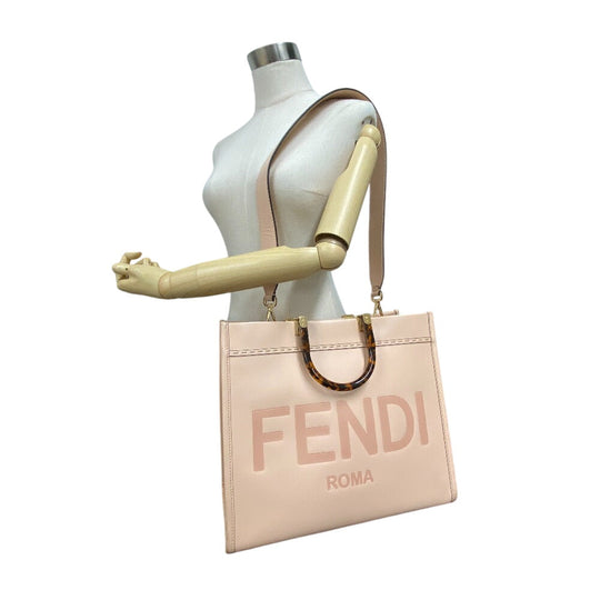 FENDI Handbag 8BH386 leather pink Sunshine Medium Women Used Authentic