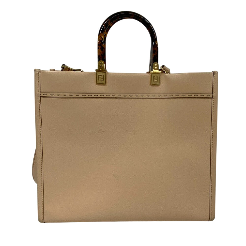 FENDI Handbag 8BH386 leather pink Sunshine Medium Women Used Authentic