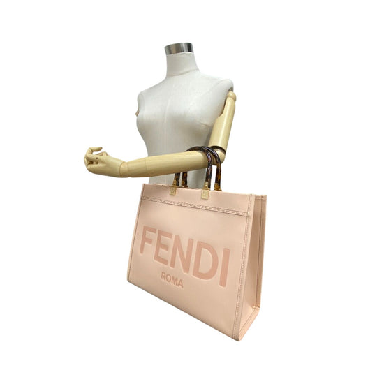 FENDI Handbag 8BH386 leather pink Sunshine Medium Women Used Authentic