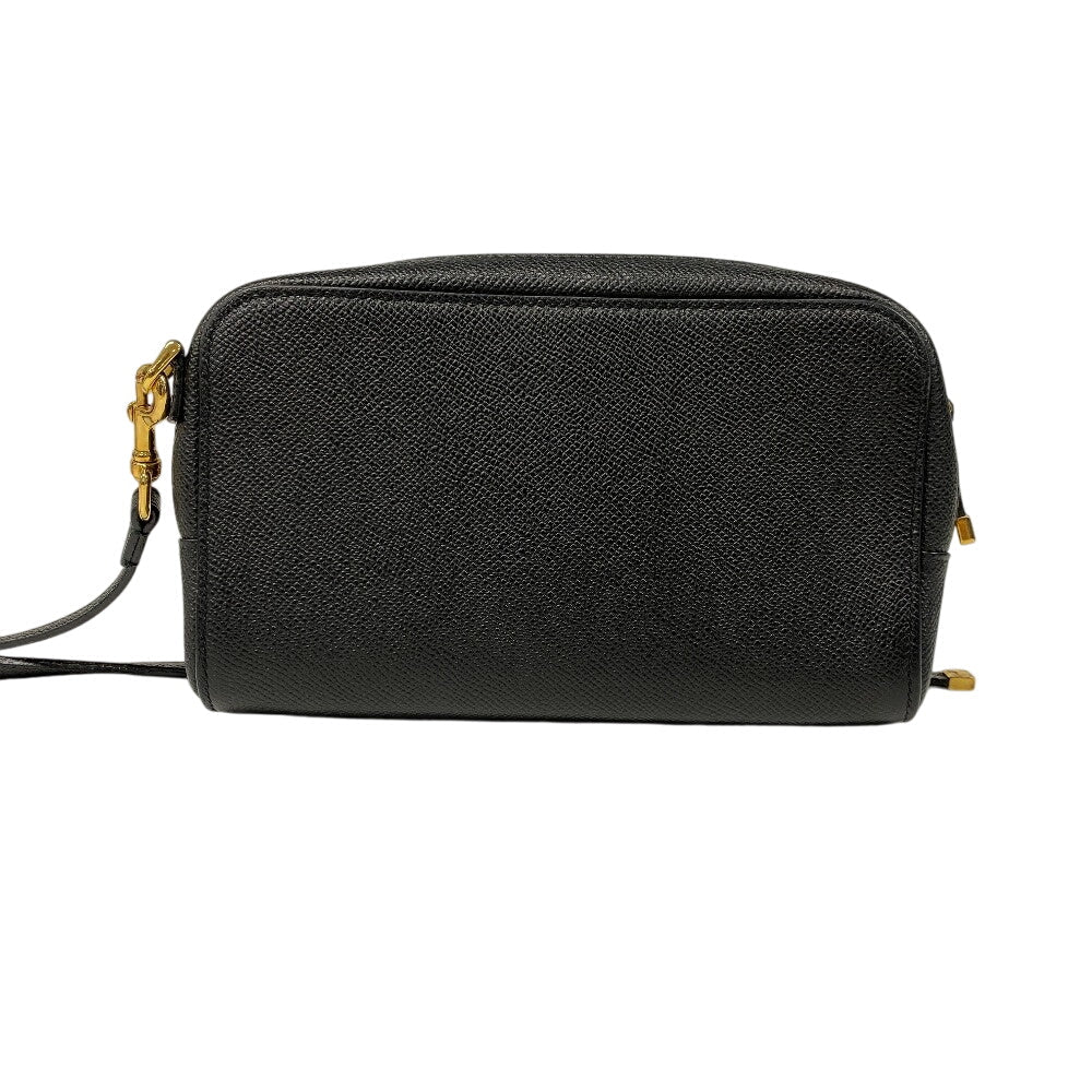 Christian Dior Shoulder Bag leather black Calo double pouch Women Used Authentic