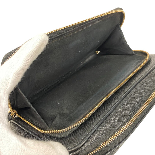 Christian Dior Shoulder Bag leather black Calo double pouch Women Used Authentic