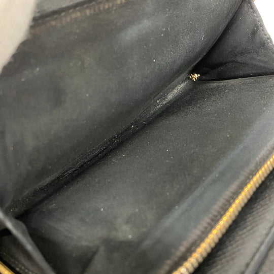 Christian Dior Shoulder Bag leather black Calo double pouch Women Used Authentic