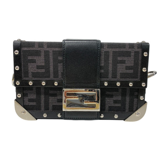 FENDI Shoulder Bag 7VA507 Canvas, Leather black Zucca trunk Women Used Authentic