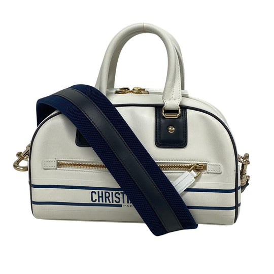 Christian Dior Handbag leather white 83-MA-0212X Vibe Bowling bag Women Used Authentic