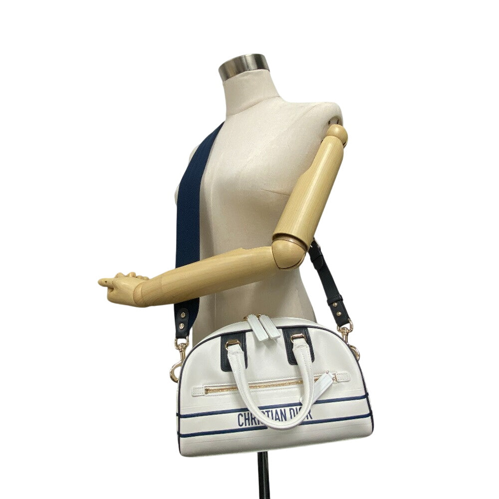Christian Dior Handbag leather white 83-MA-0212X Vibe Bowling bag Women Used Authentic
