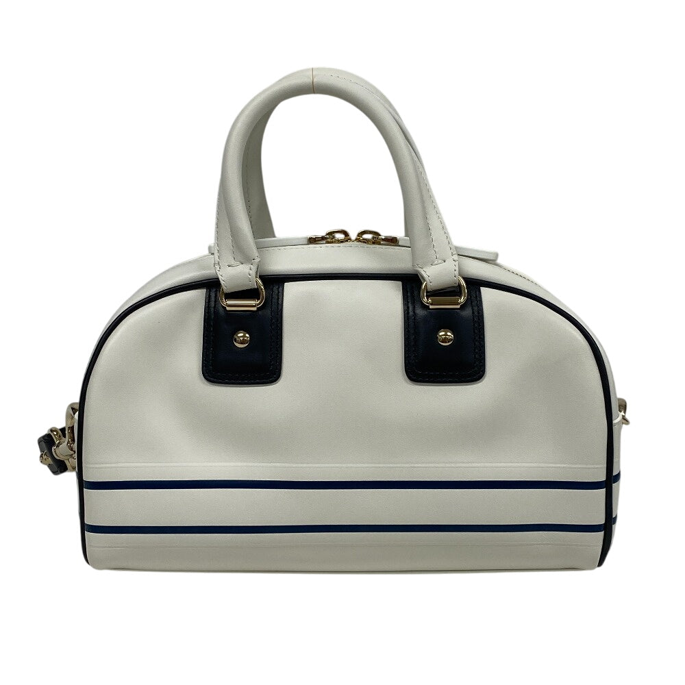 Christian Dior Handbag leather white 83-MA-0212X Vibe Bowling bag Women Used Authentic