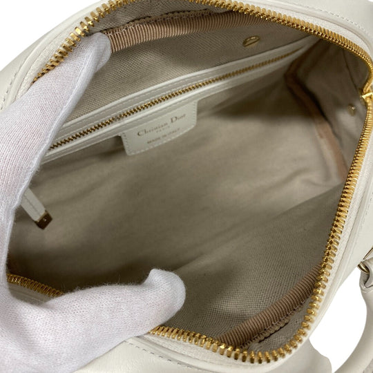 Christian Dior Handbag leather white 83-MA-0212X Vibe Bowling bag Women Used Authentic