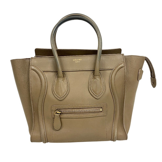 CELINE Handbag leather beige Luggage micro shopper Women Used Authentic