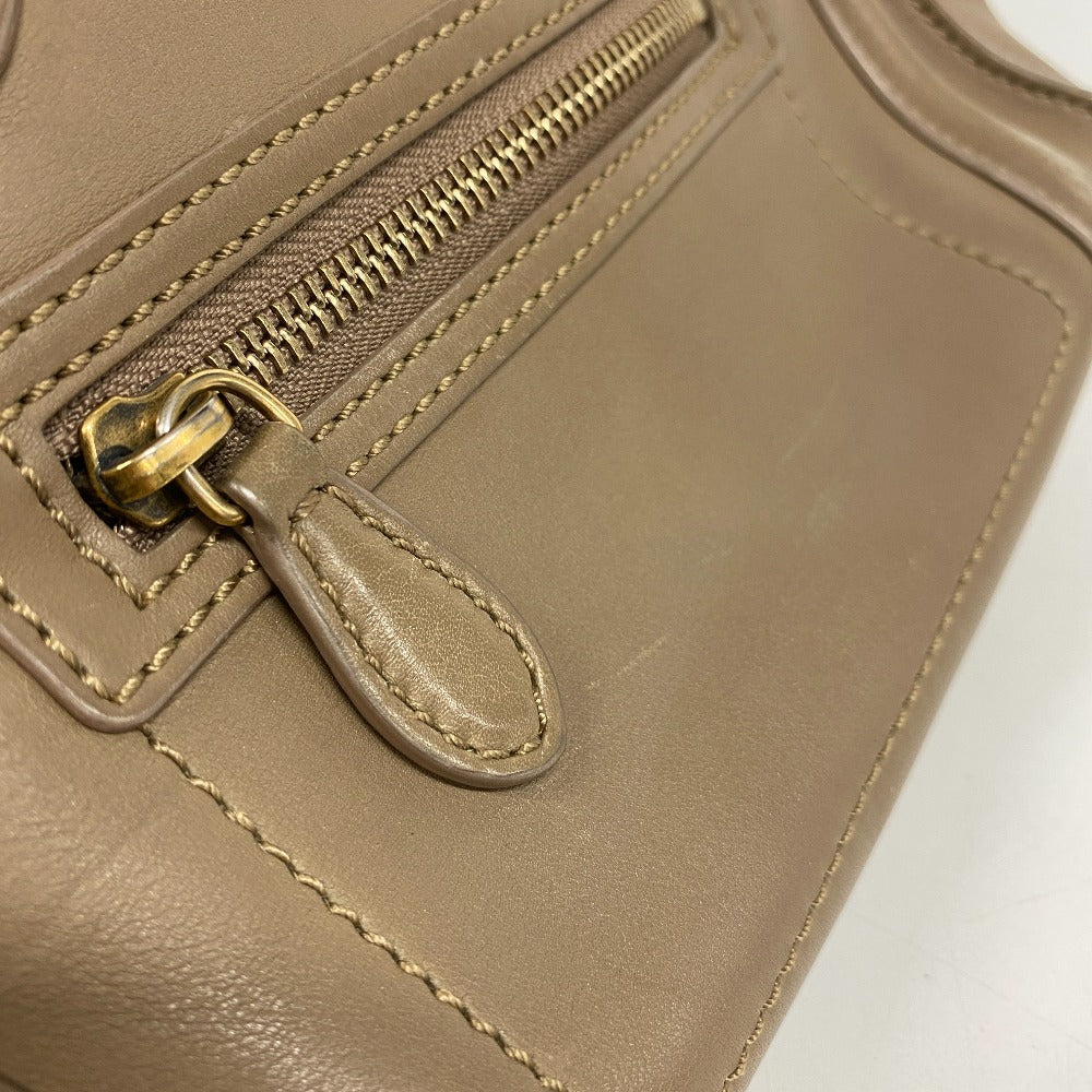 CELINE Handbag leather beige Luggage micro shopper Women Used Authentic