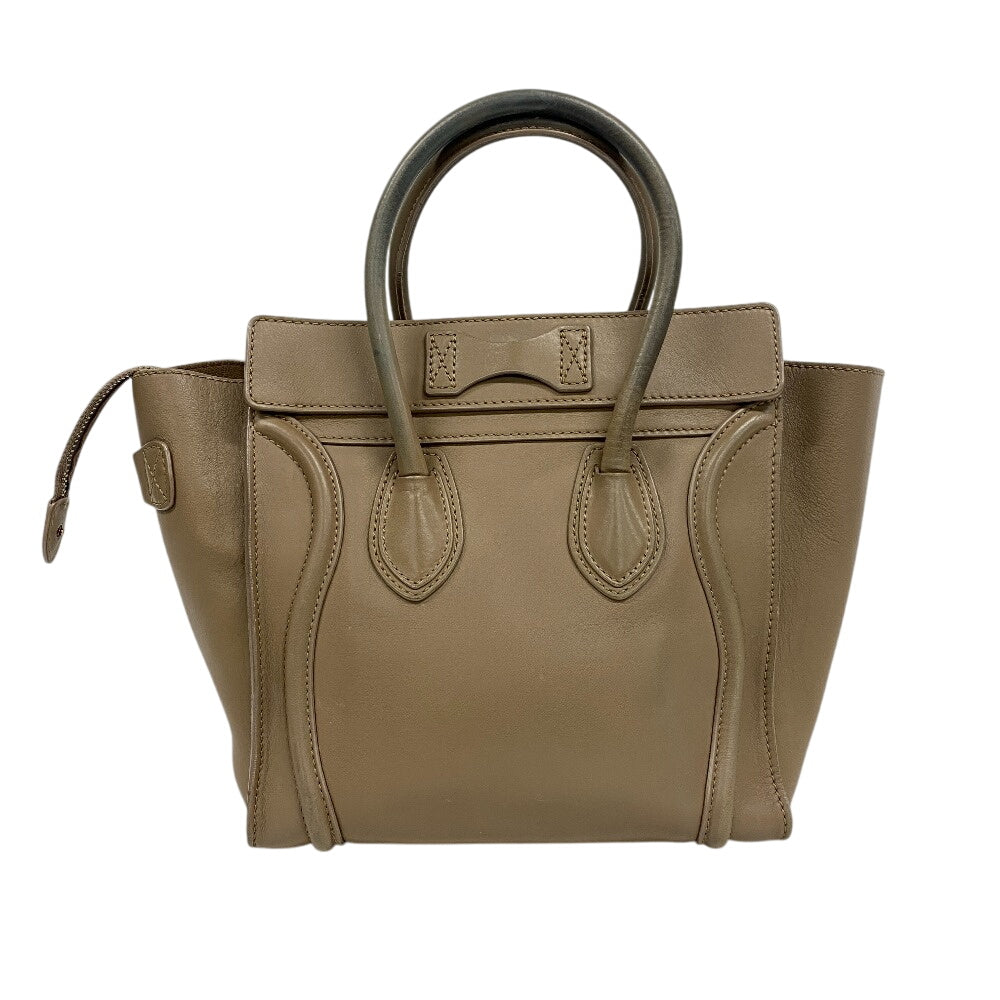 CELINE Handbag leather beige Luggage micro shopper Women Used Authentic