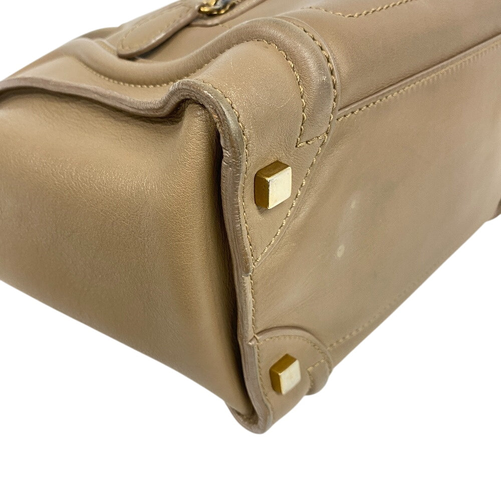 CELINE Handbag leather beige Luggage micro shopper Women Used Authentic