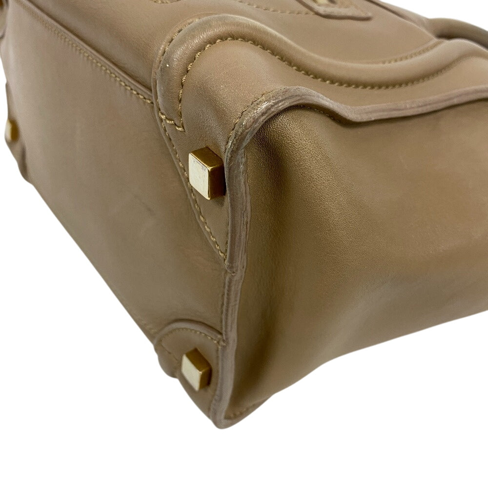 CELINE Handbag leather beige Luggage micro shopper Women Used Authentic