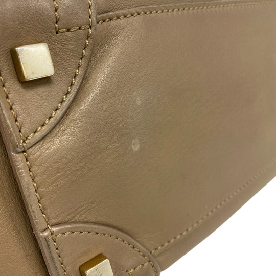 CELINE Handbag leather beige Luggage micro shopper Women Used Authentic