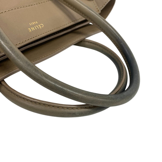 CELINE Handbag leather beige Luggage micro shopper Women Used Authentic