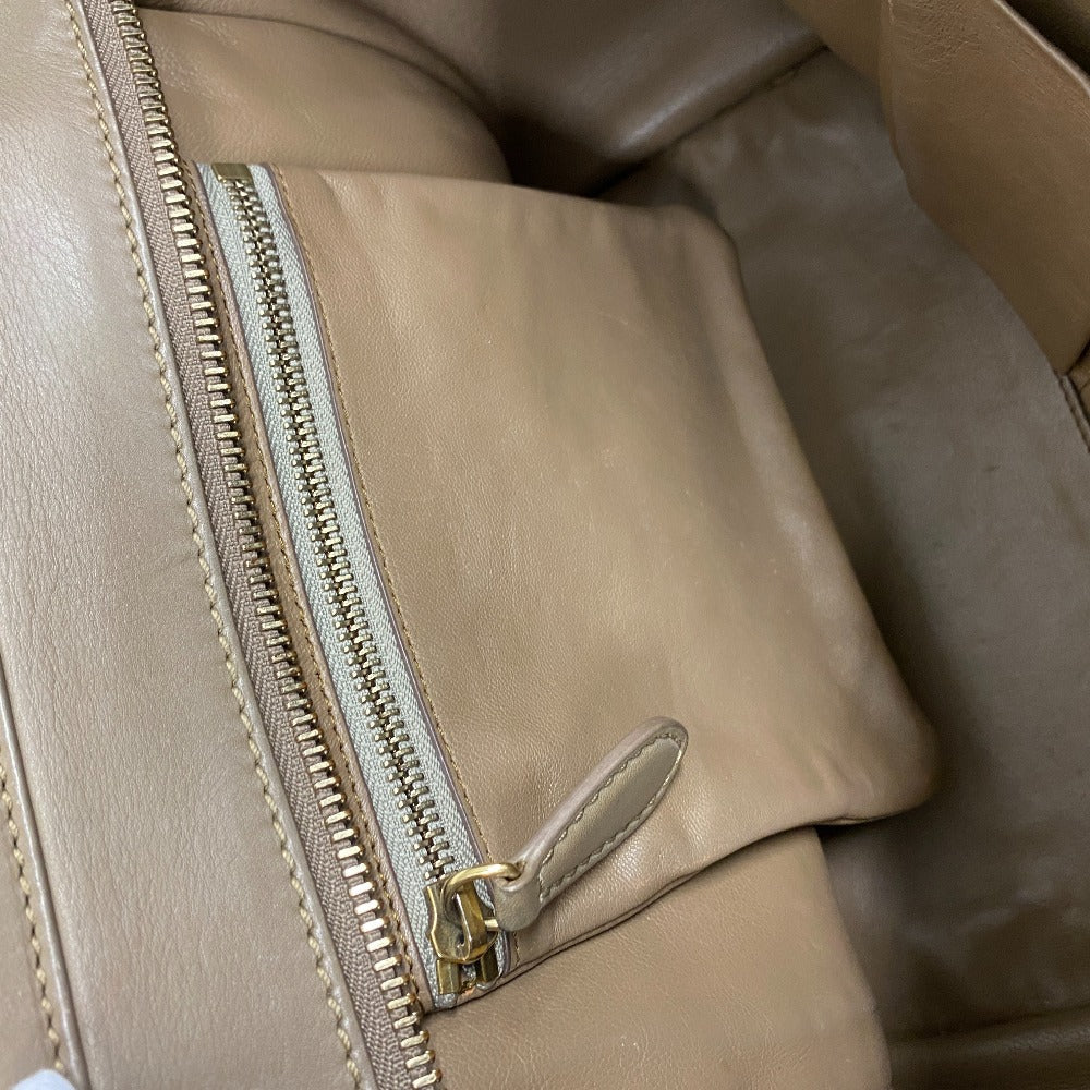 CELINE Handbag leather beige Luggage micro shopper Women Used Authentic