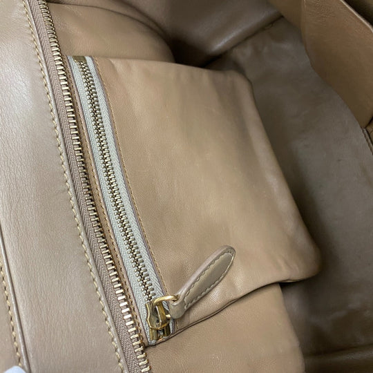 CELINE Handbag leather beige Luggage micro shopper Women Used Authentic