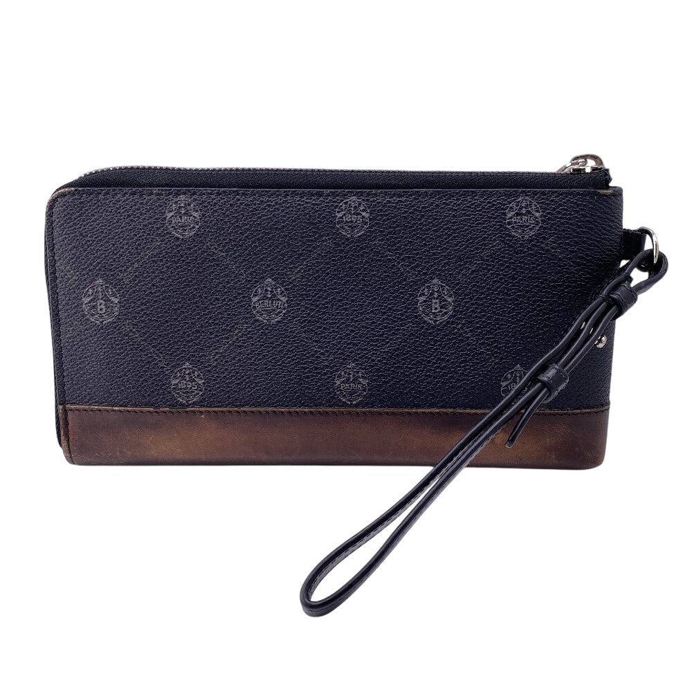 Berluti Long Wallet Purse PVC, Leather black Pouch Nino mens Used Authentic