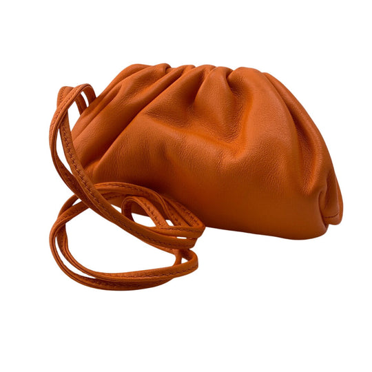 BOTTEGAVENETA Coin case leather Orange Gamaguchi The Pouch Leather Women Used Authentic