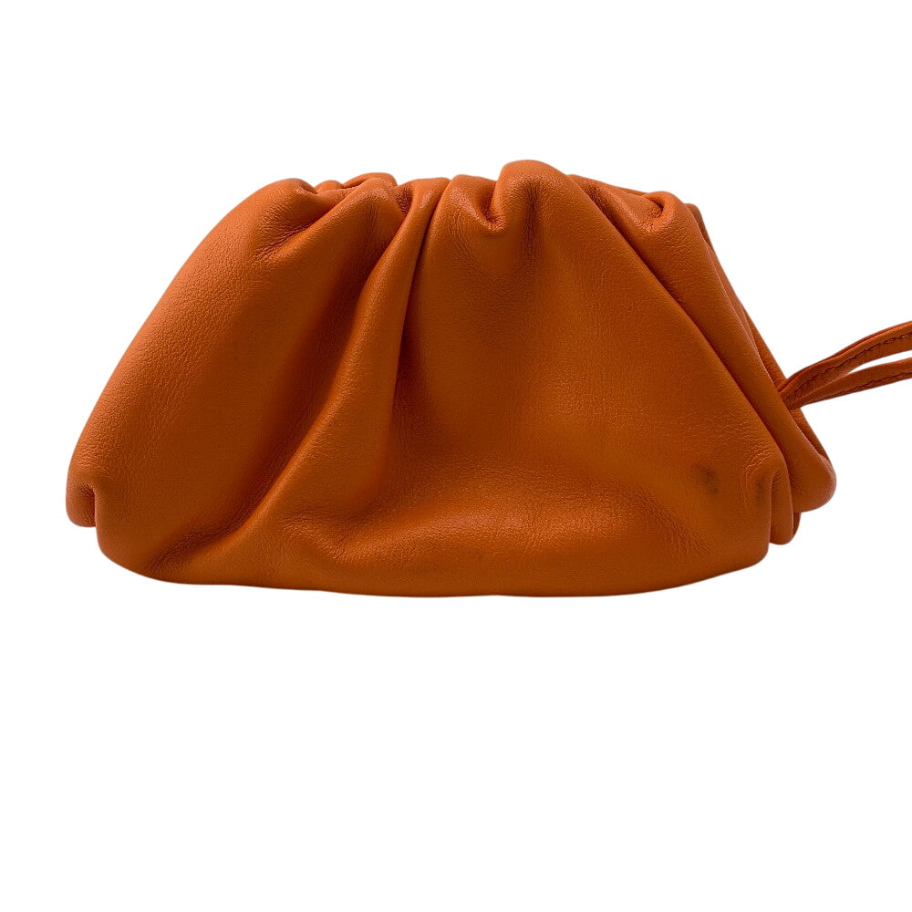 BOTTEGAVENETA Coin case leather Orange Gamaguchi The Pouch Leather Women Used Authentic
