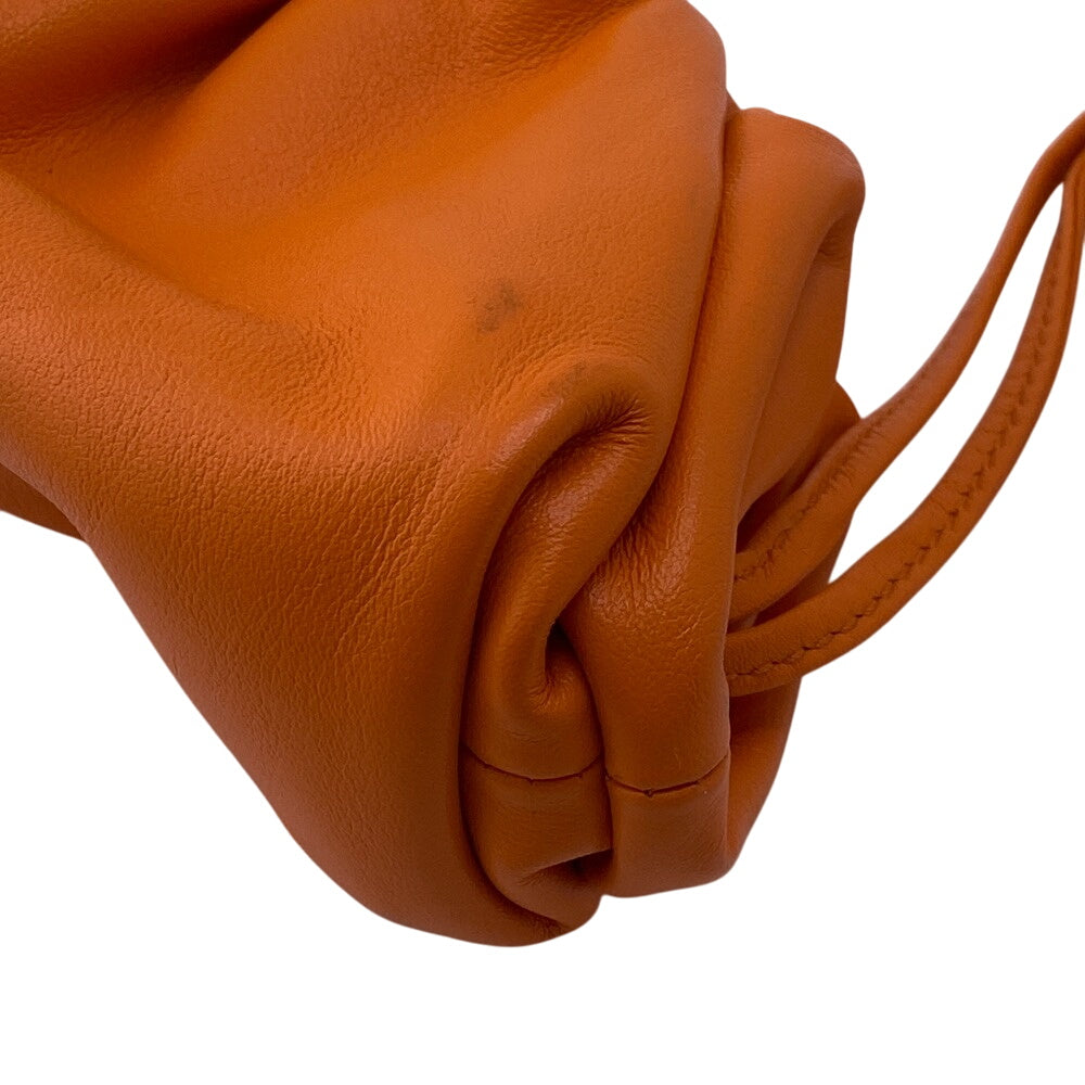 BOTTEGAVENETA Coin case leather Orange Gamaguchi The Pouch Leather Women Used Authentic