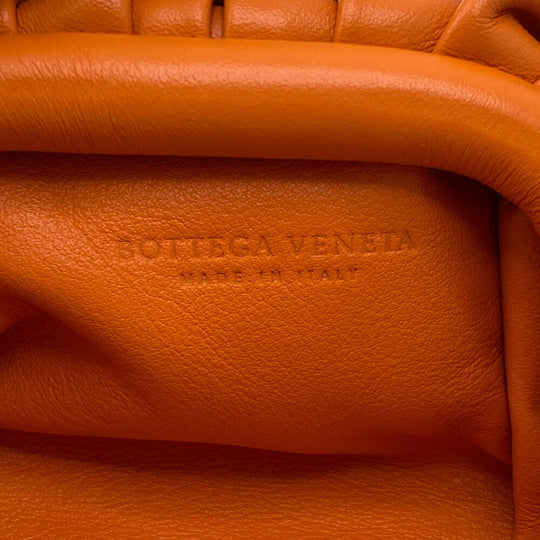 BOTTEGAVENETA Coin case leather Orange Gamaguchi The Pouch Leather Women Used Authentic