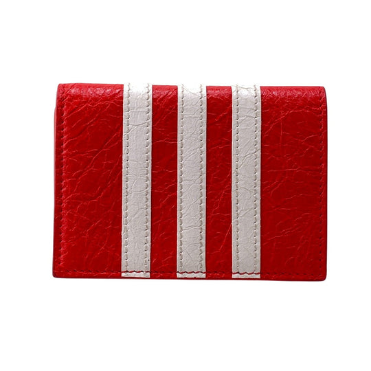 BALENCIAGA Tri-fold wallet 721893 leather Red adidas collaboration Compact wallet mens(Unisex) Used Authentic